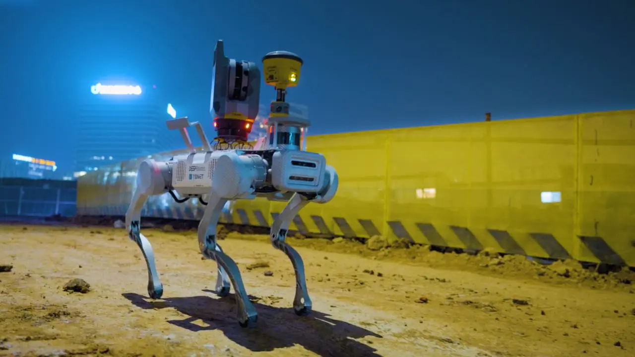 DEEP Robotics quadruped robot performing construction site mapping