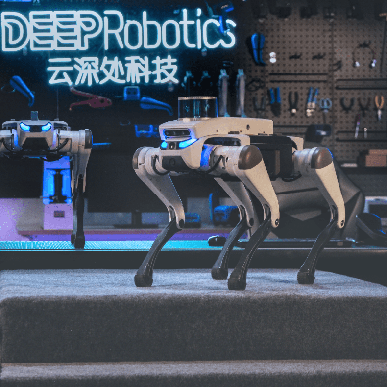 deep-robotics-lite3-lidar-quadruped-robot-education-research-workshop DEEP Robotics Lite 3 LiDAR quadruped robot in a workshop for robotics education and AI research