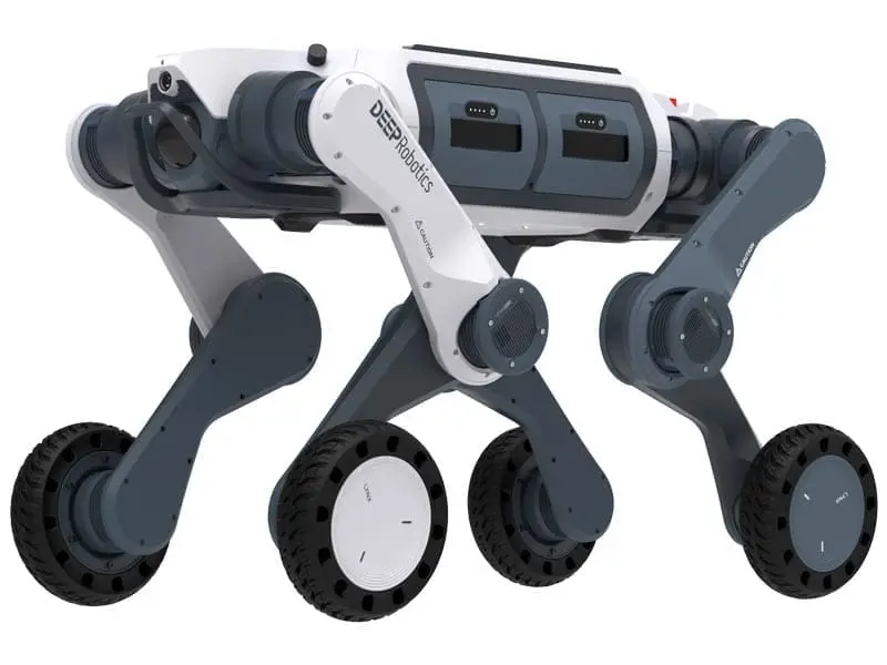 DEEP Robotics Lynx M20 quadruped robot with 15 kg payload, dual LiDAR sensors, and IP66 protection for industrial inspection and all-terrain operations